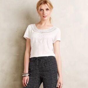 Anthropologie Meadow Rue Crochet Bib Tee - sz XS